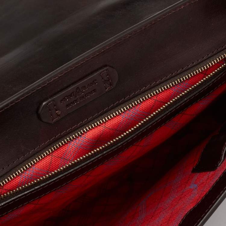 Pre Owned Montblanc Dark Brown Leather Flap Document Briefcase