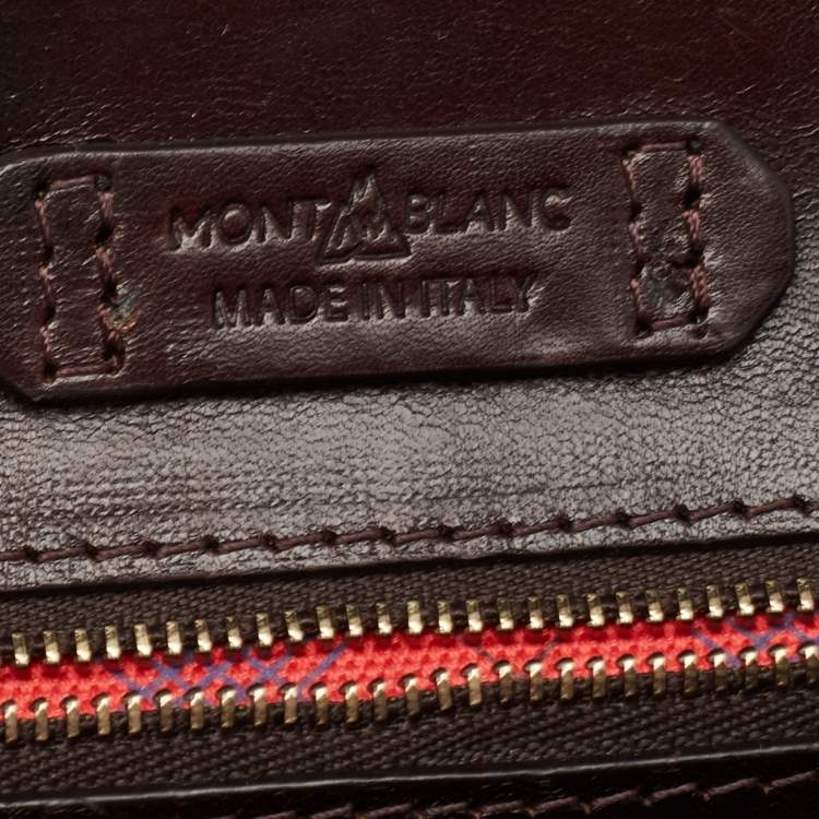 Pre Owned Montblanc Dark Brown Leather Flap Document Briefcase
