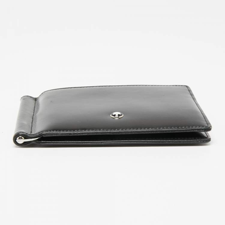 Pre Owned Montblanc Black Leather Meisterstuck Money Clip 6CC Wallet