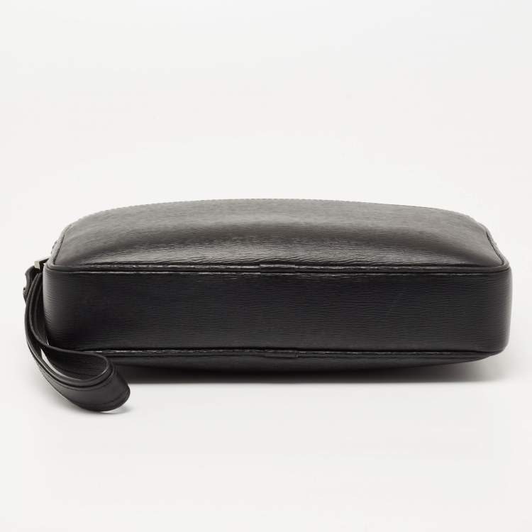 Pre Owned Montblanc Black Leather 4810 Westside Clutch Zip Top