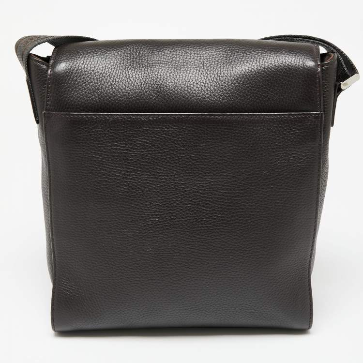 Pre Owned Montblanc Dark Brown Leather Meisterstuck North South Messenger Bag