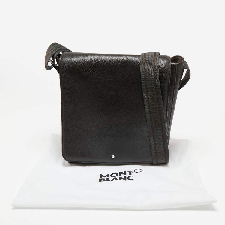 Pre Owned Montblanc Dark Brown Leather Meisterstuck North South Messenger Bag