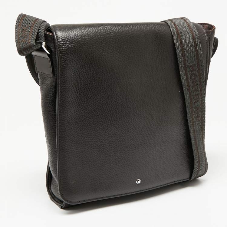 Pre Owned Montblanc Dark Brown Leather Meisterstuck North South Messenger Bag