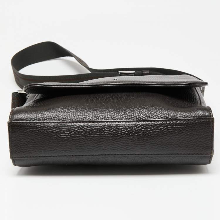 Pre Owned Montblanc Dark Brown Leather Meisterstuck North South Messenger Bag