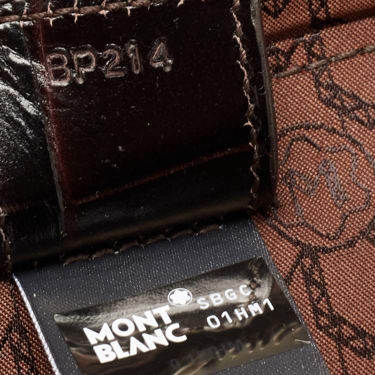 Pre Owned Montblanc Black Croc Embossed Leather Meisterstuck Laptop Briefcase Bag