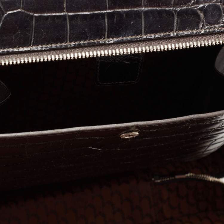 Pre Owned Montblanc Black Croc Embossed Leather Meisterstuck Laptop Briefcase Bag