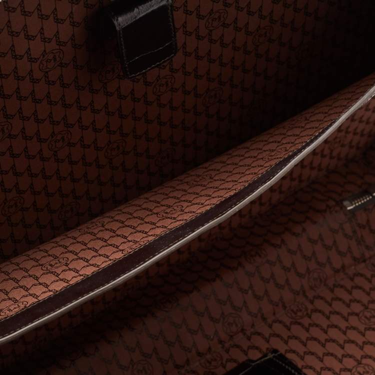 Pre Owned Montblanc Black Croc Embossed Leather Meisterstuck Laptop Briefcase Bag