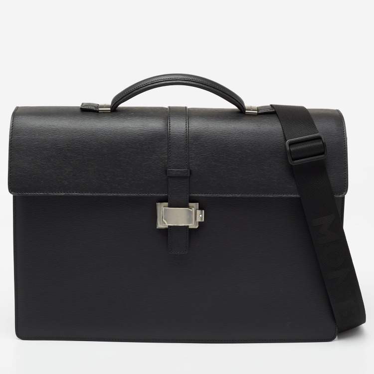 Pre Owned Montblanc Black Leather 4810 Westside Double Gusset Briefcase Bag