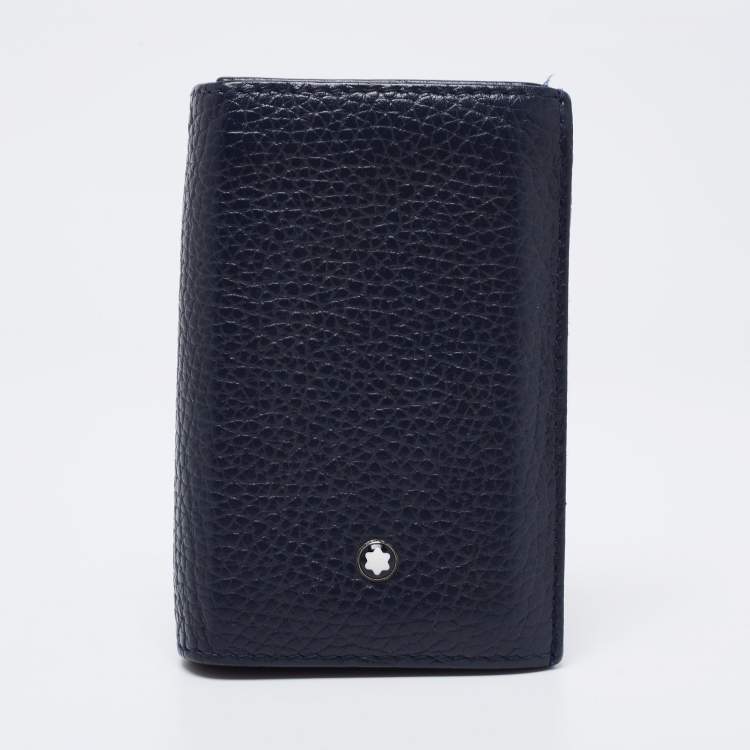 Pre Owned Montblanc Dark Blue Leather Meisterstuck Business Card Holder