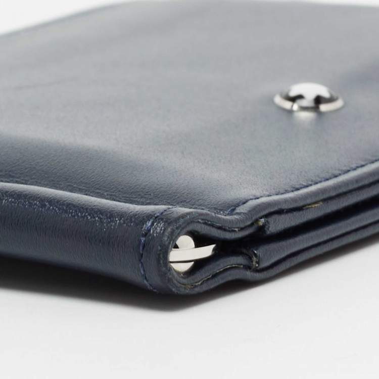 Pre Owned Montblanc Blue Leather Meisterstück 6CC Money Clip Wallet