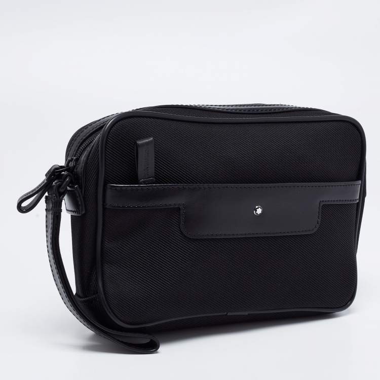 Pre Owned Montblanc Black Canvas And Leather Extreme 2.0 Pouch