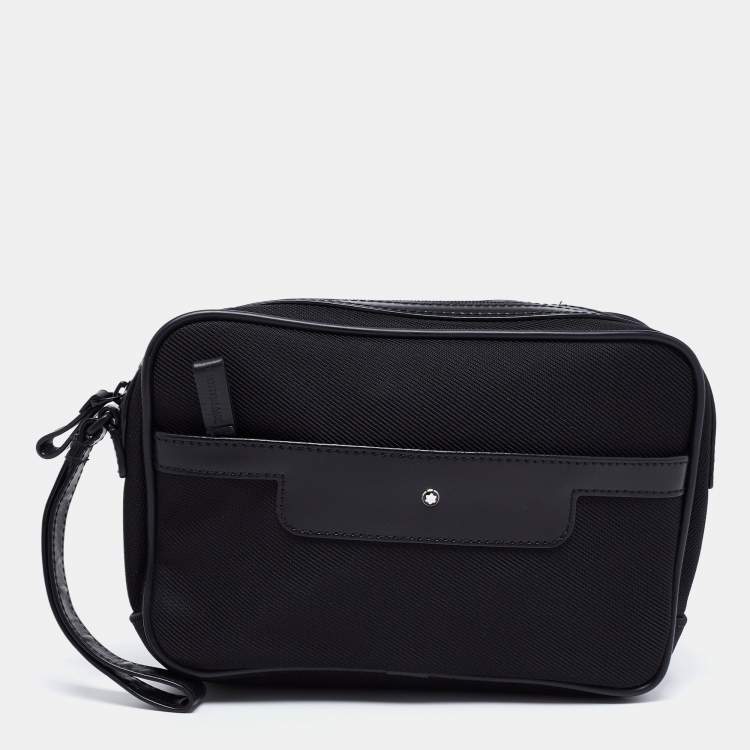 Pre Owned Montblanc Black Canvas And Leather Extreme 2.0 Pouch