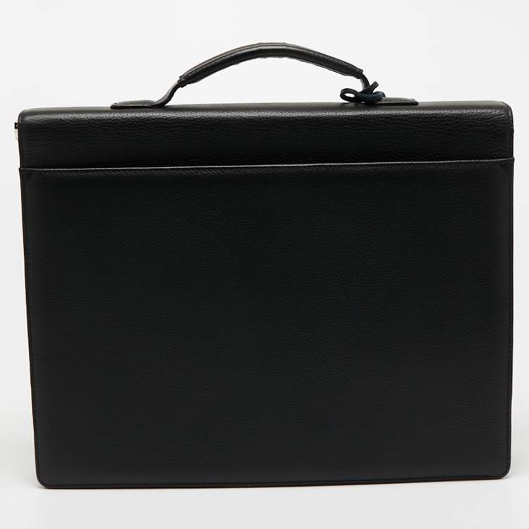 Pre Owned Montblanc Black Leather Meisterstuck Single Gusset Briefcase