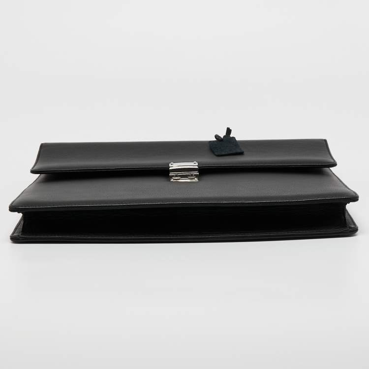Pre Owned Montblanc Black Leather Meisterstuck Single Gusset Briefcase