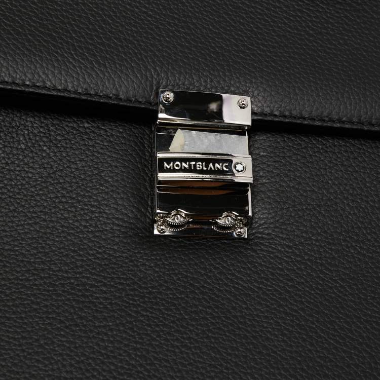 Pre Owned Montblanc Black Leather Meisterstuck Single Gusset Briefcase