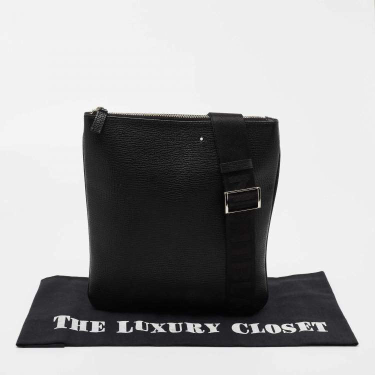 Pre Owned Montblanc Black Leather Messenger Bag