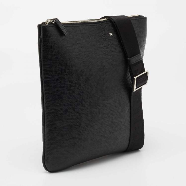Pre Owned Montblanc Black Leather Messenger Bag