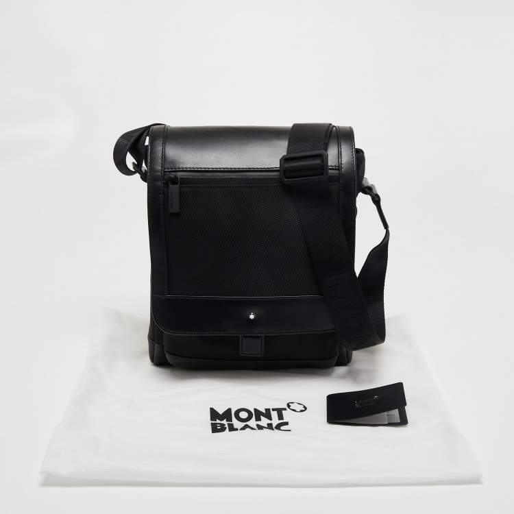 مملوكة مسبقًا Montblanc Black Leather Nightflight Messenger Bag
