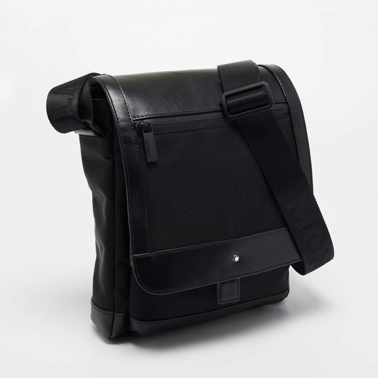 مملوكة مسبقًا Montblanc Black Leather Nightflight Messenger Bag