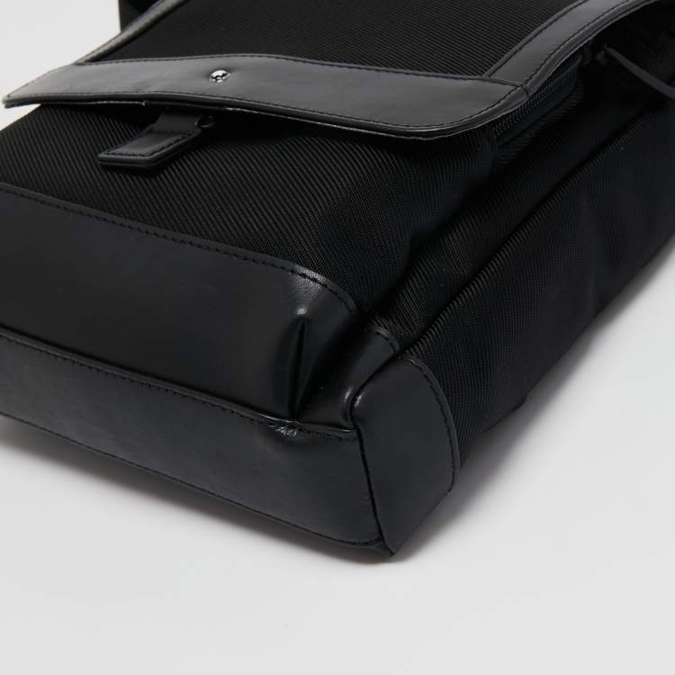 مملوكة مسبقًا Montblanc Black Leather Nightflight Messenger Bag
