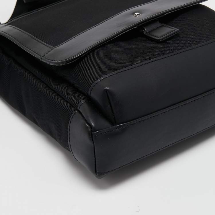مملوكة مسبقًا Montblanc Black Leather Nightflight Messenger Bag