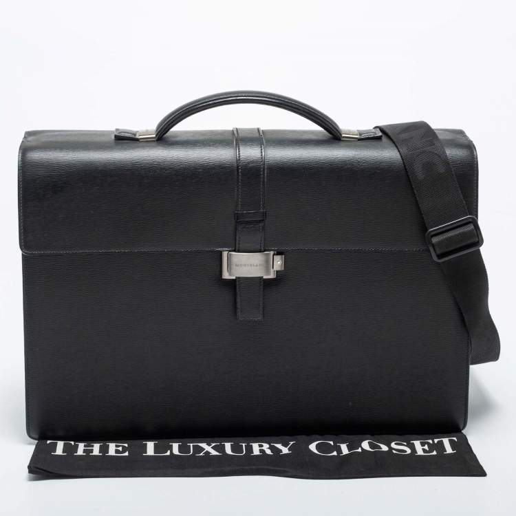 Pre Owned Montblanc Black Leather 4810 Westside Single Gusset Briefcase
