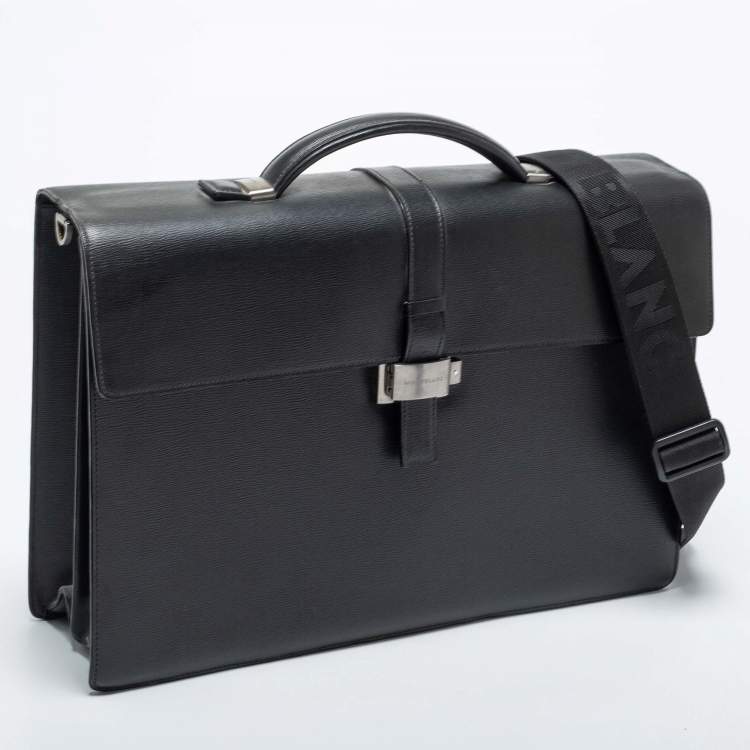 Pre Owned Montblanc Black Leather 4810 Westside Single Gusset Briefcase