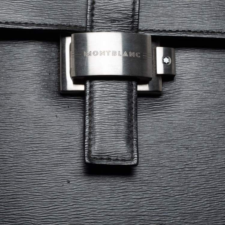 Pre Owned Montblanc Black Leather 4810 Westside Single Gusset Briefcase