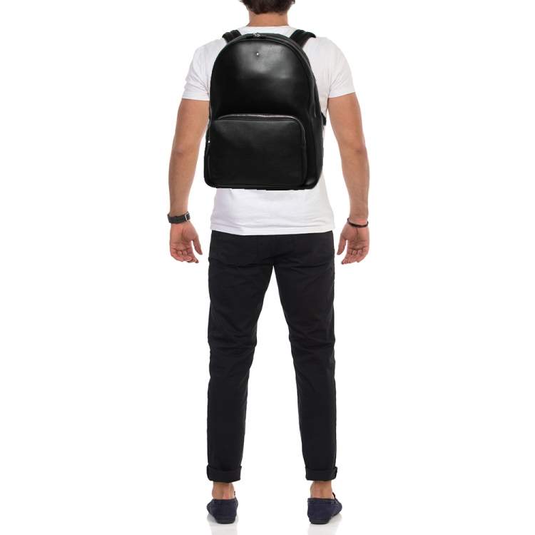 Pre Owned Montblanc Black Leather Meisterstuck Backpack