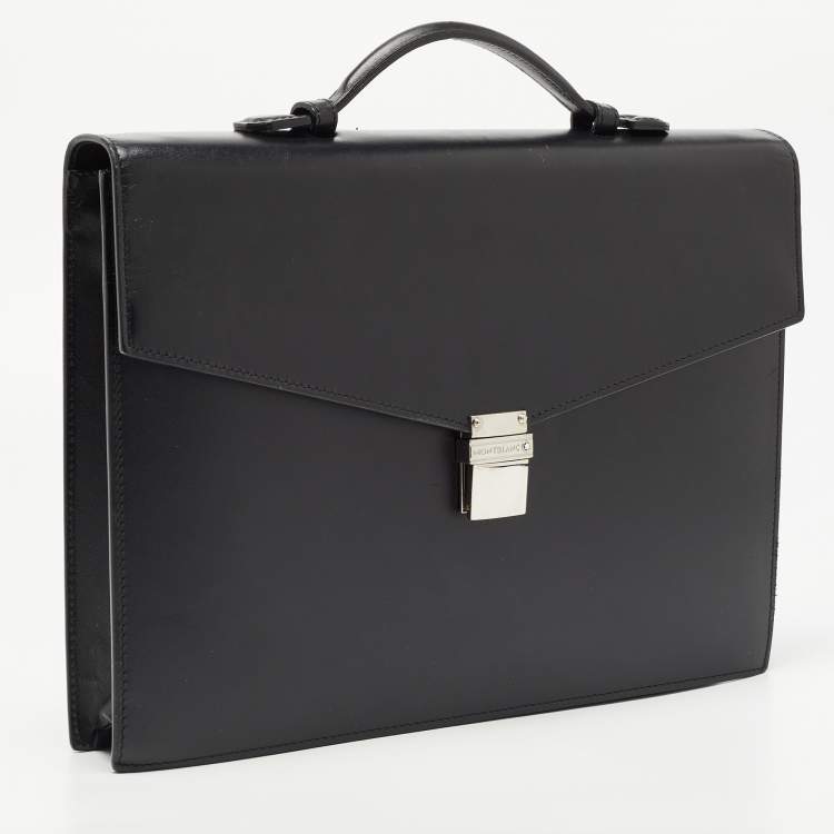 Pre Owned Montblanc Black Leather Meisterstuck Briefcase