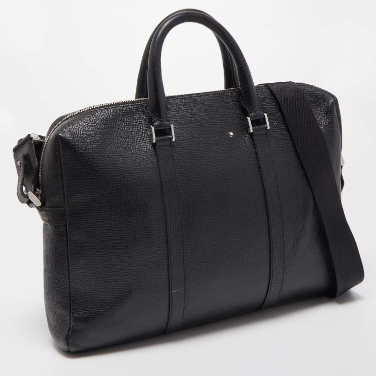 Pre Owned Montblanc Black Leather Meisterstück Document Briefcase Bag