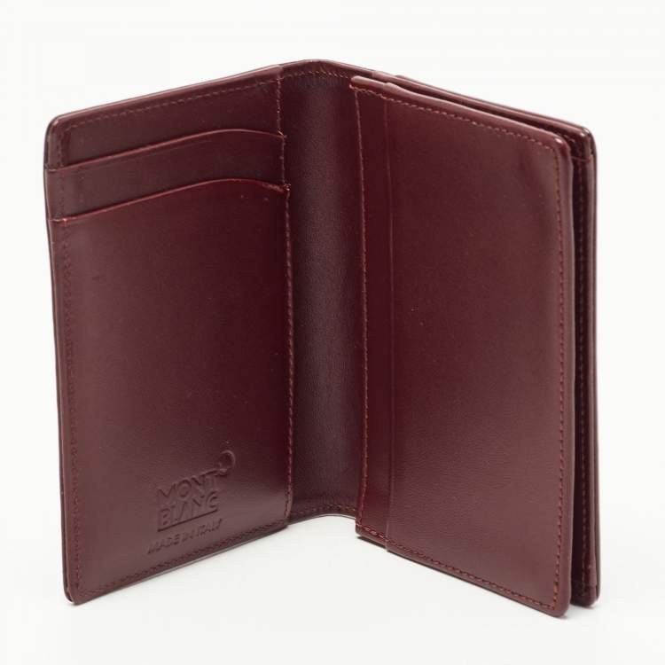 Pre Owned Montblanc Burgandy Leather Meisterstück Business Card Holder with Gusset