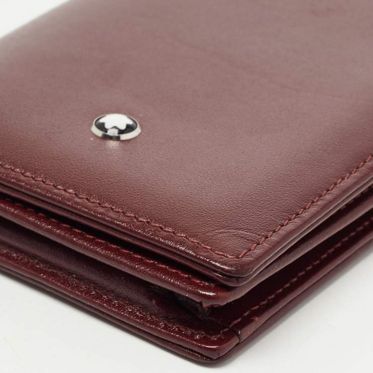 Pre Owned Montblanc Burgandy Leather Meisterstück Business Card Holder with Gusset