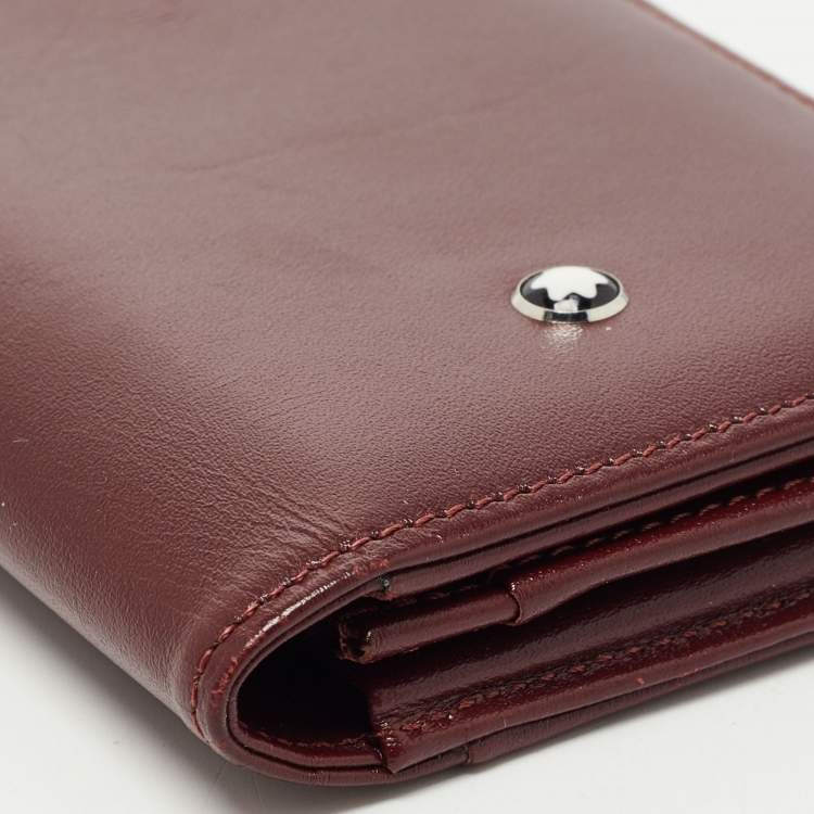 Pre Owned Montblanc Burgandy Leather Meisterstück Business Card Holder with Gusset