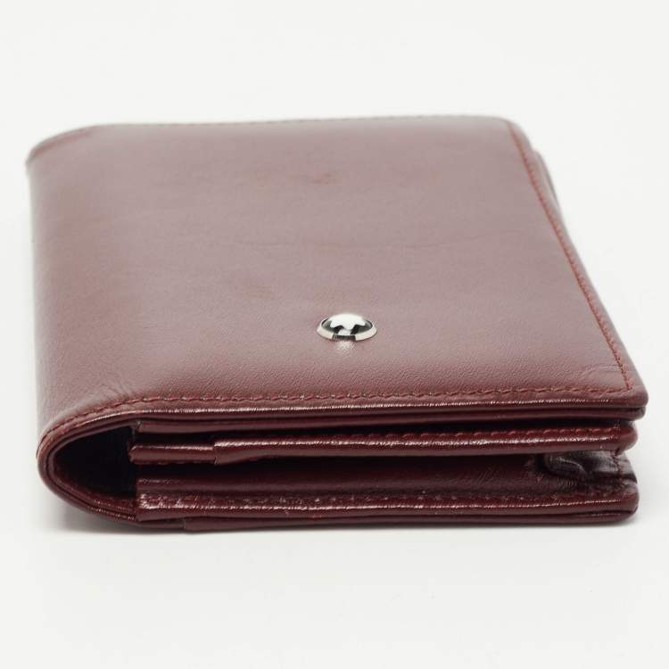 Pre Owned Montblanc Burgandy Leather Meisterstück Business Card Holder with Gusset