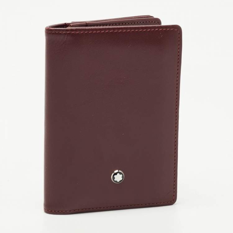 Pre Owned Montblanc Burgandy Leather Meisterstück Business Card Holder with Gusset