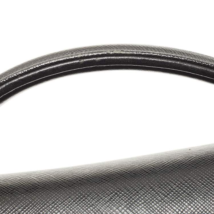 Pre Owned Montblanc Black Leather Pushlock Flap Briefcase 