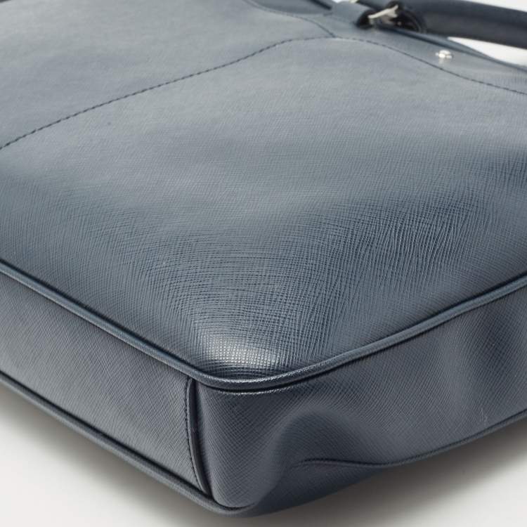 Pre Owned Montblanc Blue Leather Meisterstuck Laptop Bag