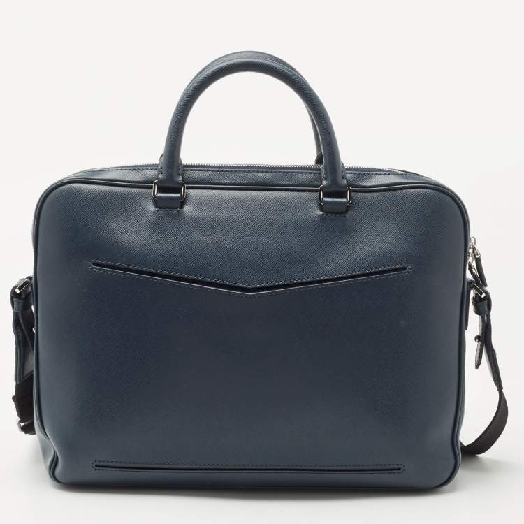 Pre Owned Montblanc Blue Leather Meisterstuck Laptop Bag