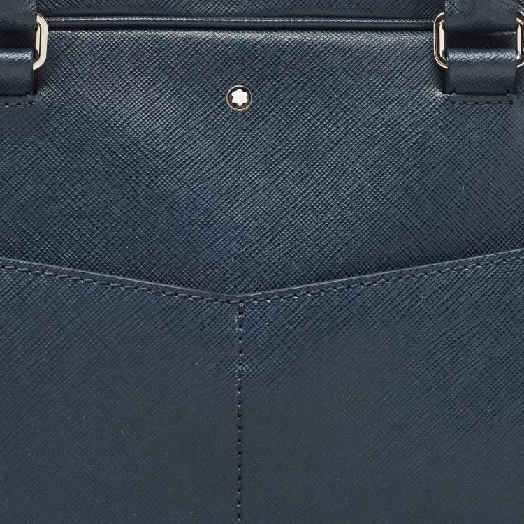 Pre Owned Montblanc Blue Leather Meisterstuck Laptop Bag