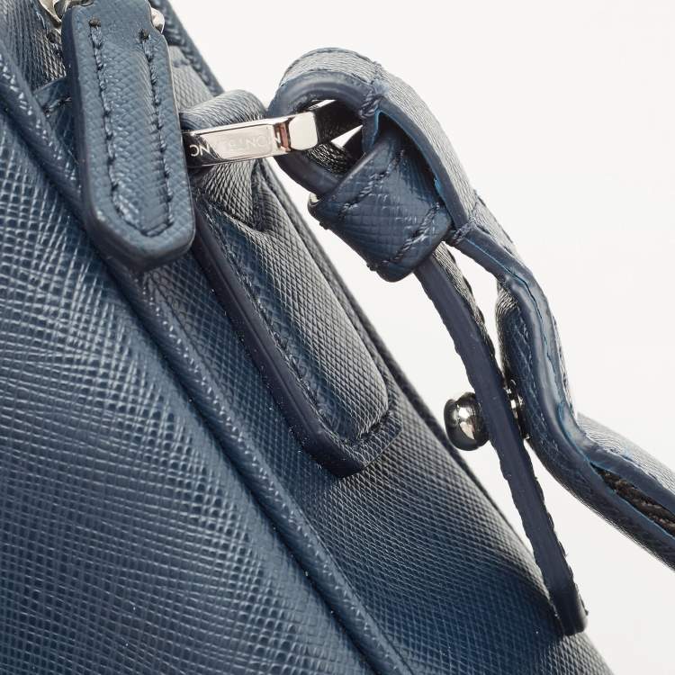 Pre Owned Montblanc Blue Leather Meisterstuck Laptop Bag