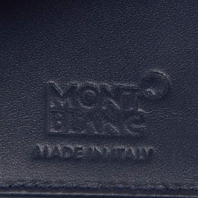Pre Owned Montblanc Navy Blue Leather Meisterstück 6CC Money Clip Wallet