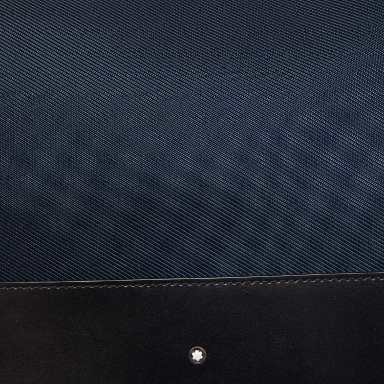 Pre Owned Montblanc Dark Blue/Black Nylon and Leather Nightflight Messenger Bag