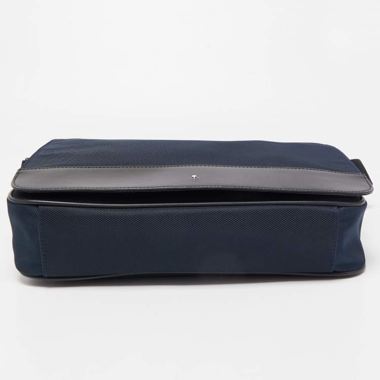 Pre Owned Montblanc Dark Blue/Black Nylon and Leather Nightflight Messenger Bag
