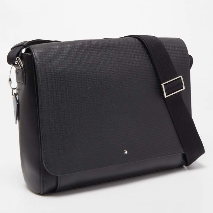 Pre Owned Montblanc Black Leather Sartorial Messenger Bag