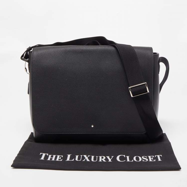 Pre Owned Montblanc Black Leather Sartorial Messenger Bag