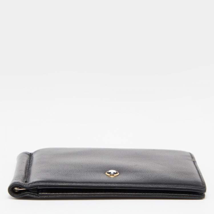 Pre Owned Montblanc Black Leather Meisterstuck Money Clip 6CC Wallet