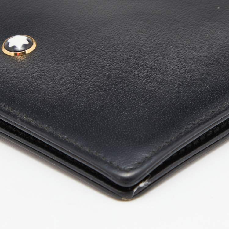 Pre Owned Montblanc Black Leather Meisterstuck Money Clip 6CC Wallet