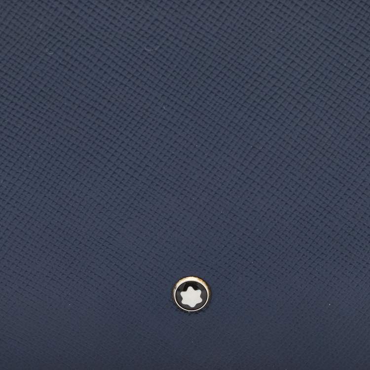 Pre Owned Montblanc Nay Blue Leather Meisterstuck 6CC Bifold Wallet