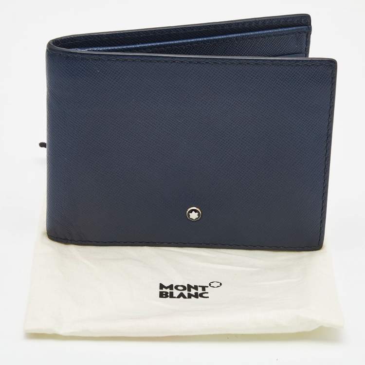 Pre Owned Montblanc Nay Blue Leather Meisterstuck 6CC Bifold Wallet